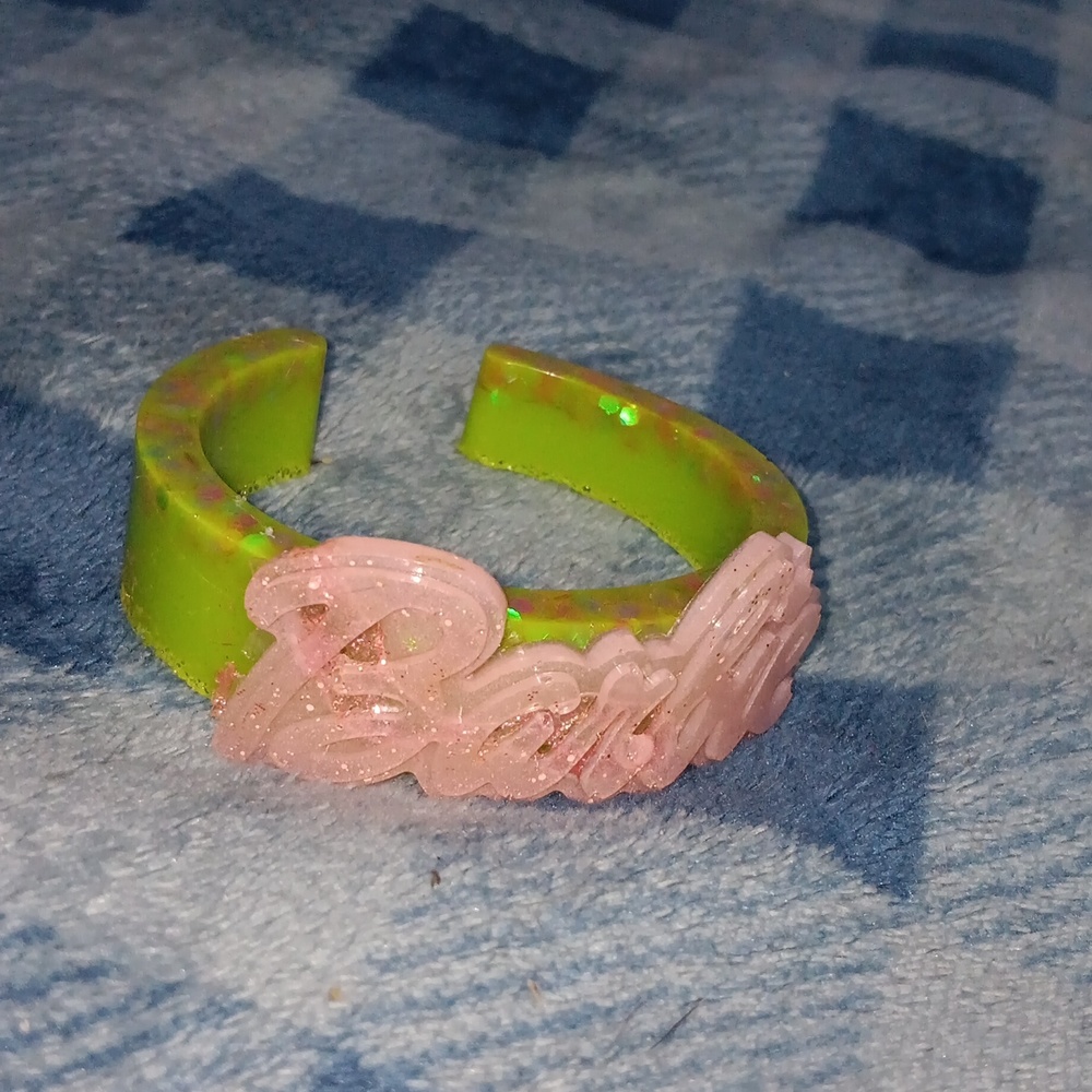 Resin bracelet With word Barbie.
